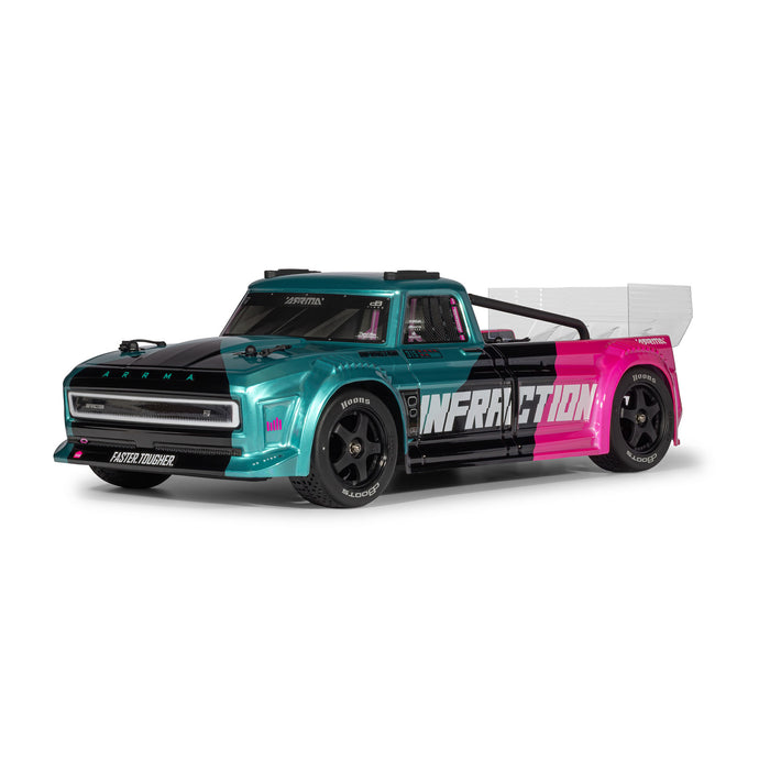 ARRMA 1/8 INFRACTION 223S DSC 4X4 RTR Brushless All-Road Street Bash Truck, Teal / Pink ARA4315V4T3