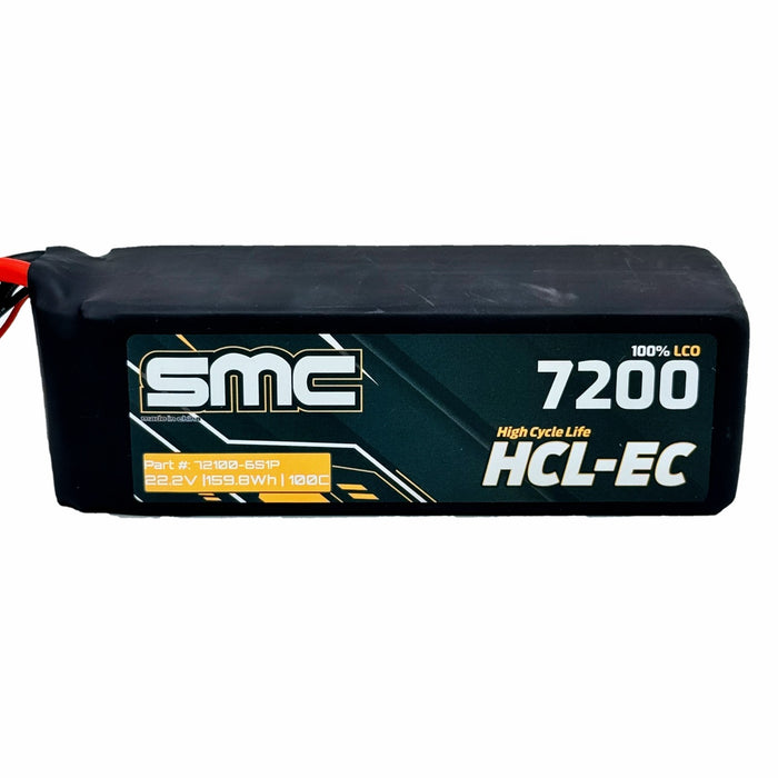 SMC 72100-6S1P 22.2V HCL-EC 7200mAh 6S 100C EC5 IC5 SC5 Connector LIPO BATTERY Pack G10 Protection Plates