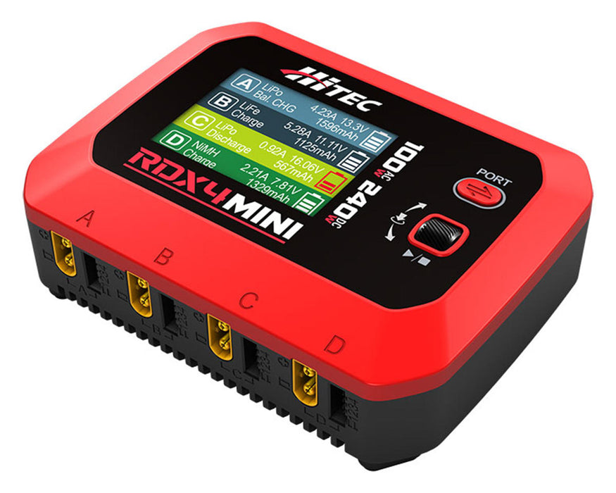 Hitec HRC44350 RDX4 Mini Quad Smart LiPo Battery Balance Charger 4S 6A DC-240W AC-100W