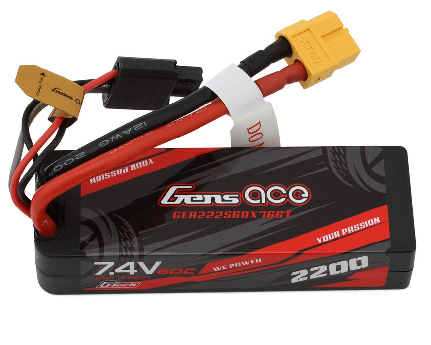 Gens Ace GEA222S60X76GT 2S 60C G-Tech Hardcase LiPo Battery Pack 7.4V 2200mAh XT60 Connector Mini Maxx / XRT