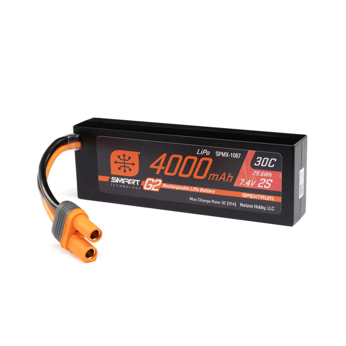 Spektrum SPMX-1087 7.4V 4000mAh 2S 30C Smart Losi Sprint G2 Hardcase LiPo Battery: IC5