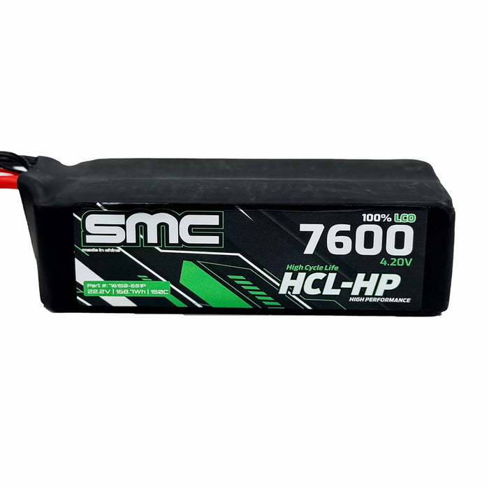 SMC SMC76150-6S1P HCL-HP LIPO Battery 6s 22.2V 7600mAh 150C G10 Protection Plates EC5 / IC5 Connector
