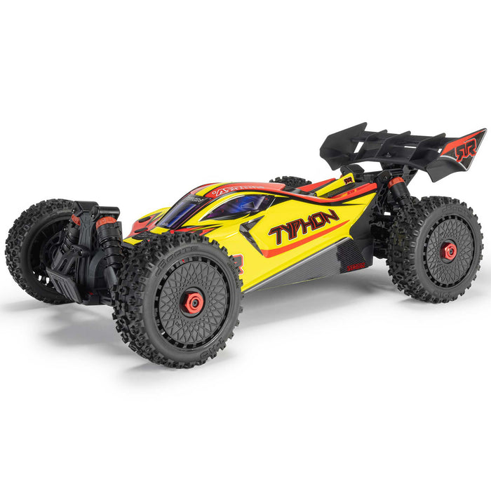 ARRMA ARA4206V4T2 1/8 TYPHON MEGA 665 4X4 RTR Brushed Buggy, Yellow, Red
