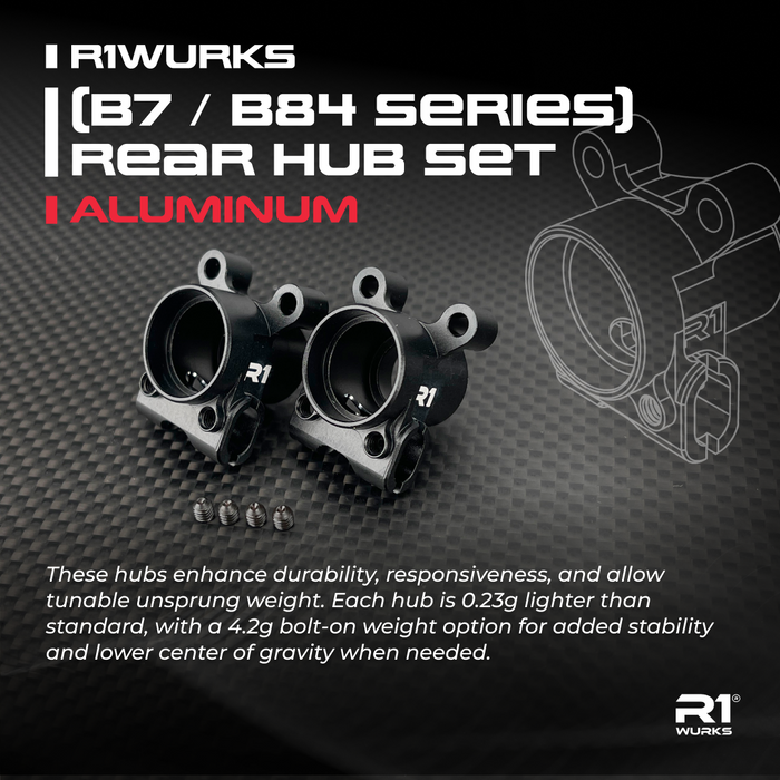 R1WURKS (B7 / B84 Series) Rear Hub Set, Aluminum R1-900101