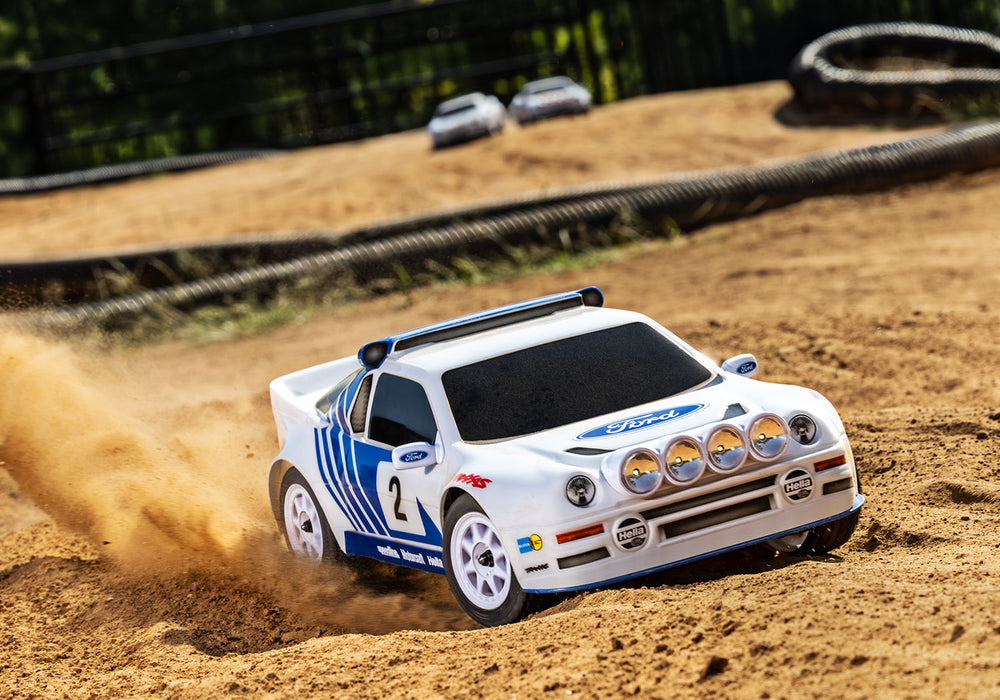 TRAXXAS TRA108046-1-WHT Mini Rally VXL Ford RS200 mini-scale rally car Ready-To-Race®, with TQi™ 2.4 GHz radio system with TSM®, and Velineon® VXL-3s™ brushless power system