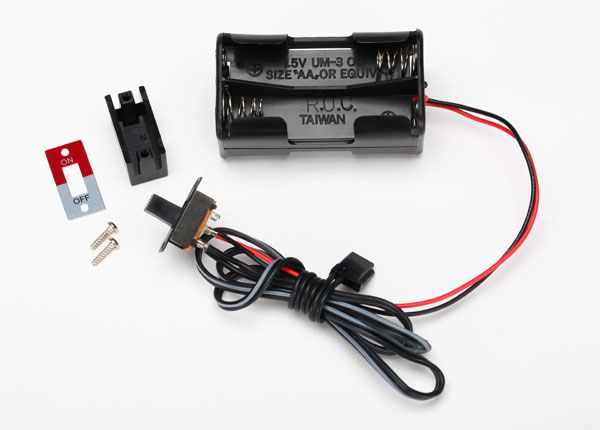 Traxxas TRA3170X 4 AA battery holder with receiver-style connector with On/Off switch