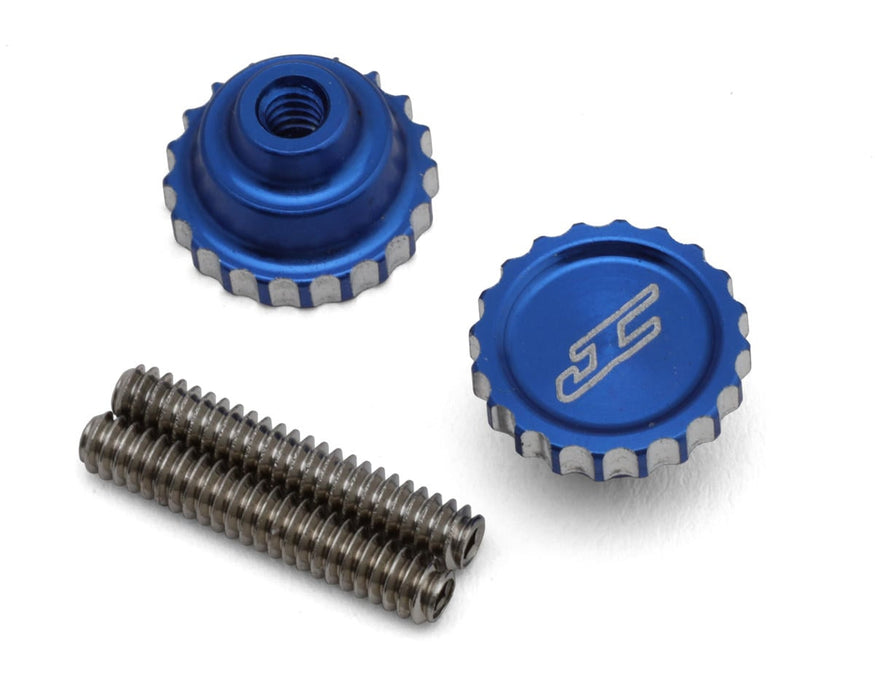 JConcepts JCO5240-1 RC10 Aluminum 4-40 Future Thumb Nuts w/Set Screws (Blue) (2)