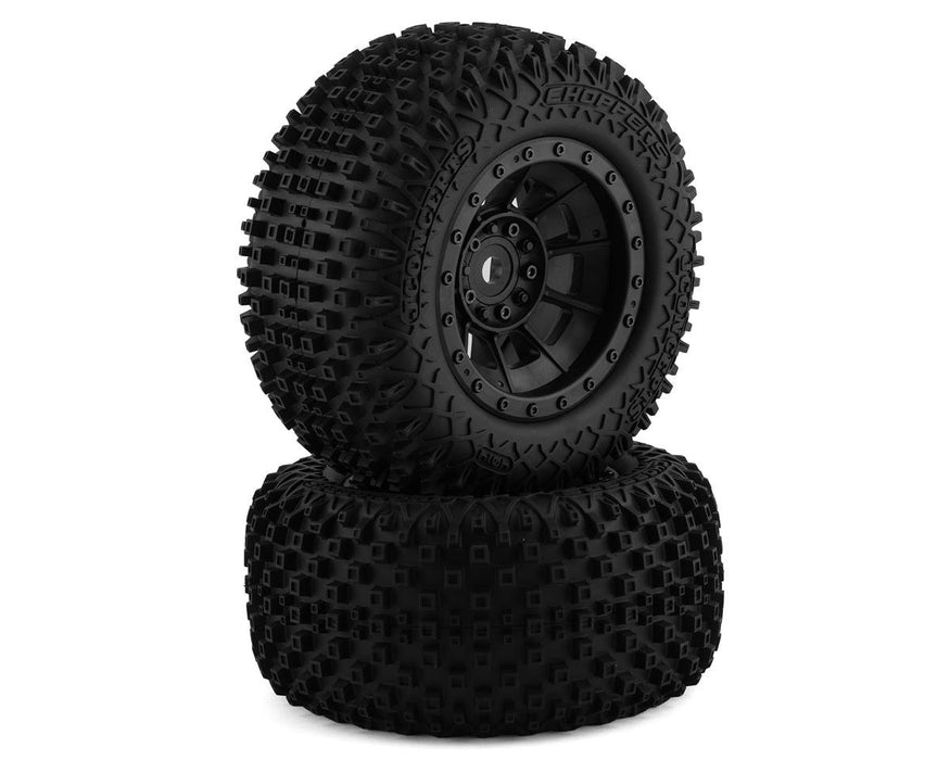 JConcepts Choppers Pre-Mounted Monster Truck Tires w/Hazard Wheel (Black) (2) (Platinum) JCO4014-3994