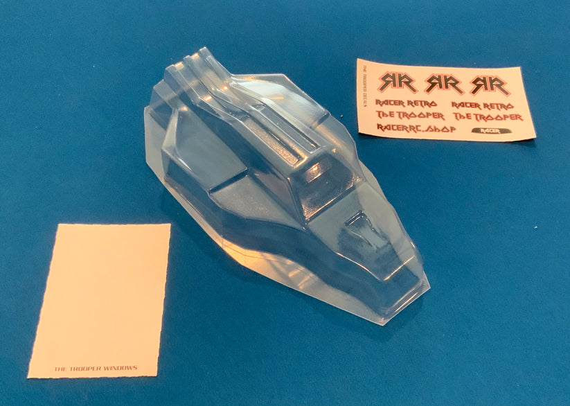 Racer RC by Andy’s Th Trooper 1/10th Scale Body for Vintage RC10 Buggy w/ Protective Film CLEAR Classic 2wd