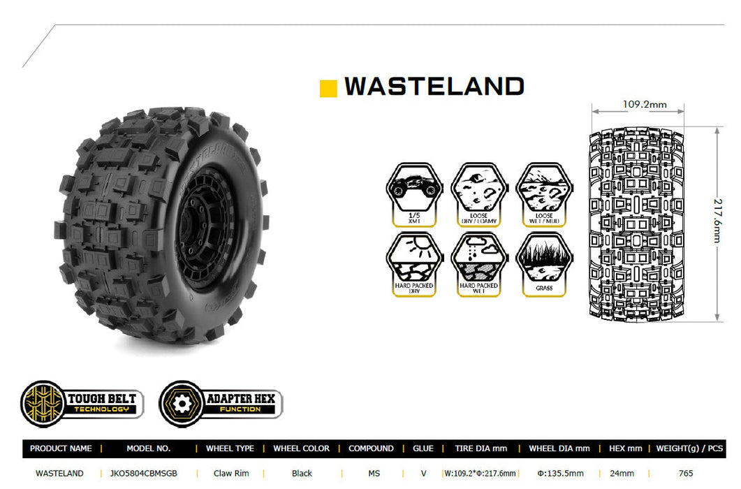 Powerhobby PHB5804CBMSGB Wasteland 1/5 Belted Tires (2) FOR Traxxas X-Maxx Arrma Losi DBXL-E