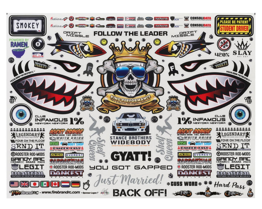 Firebrand RC Sponsor Logos 7 Decal Sheet (8.5x11") FBR1SCLDTL533