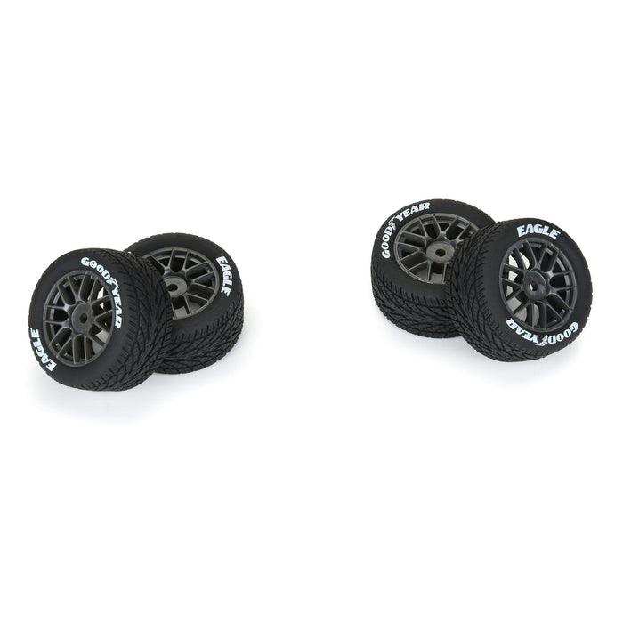 Pro-Line PRO1028310 1/12 Goodyear Eagle Wet Tire F/R MTD Gray Wheels (4): Losi NASCAR Black Font / Rear