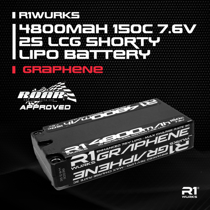 R1 Wurks R1-030036 4800mah 150c 7.6v LCG Shorty Pack Lipo Battery 5mm Bullet