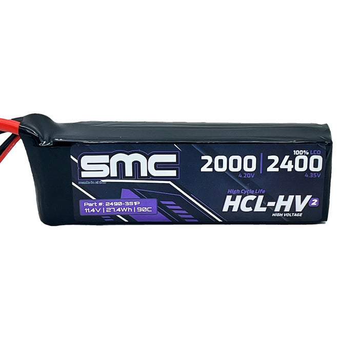 SMC SMC2490-3S1P HCL HV2 Flight HV High Voltage Lipo Battery 11.4V 3S 2400mAh 90C XT60 Connector 2000mah @ 11.1v Grom Mini XRT Maxx