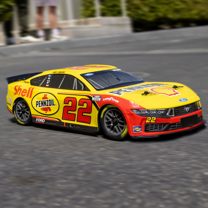 LOSI LOS1122522 1/12 NASCAR RC Racecar Joey Logano No. 22 2025 Shell-Pennzoil Ford Mustang 2S AWD RTR Brushed On-Road (Battery & Charger Included), Yellow