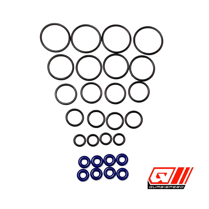 GFRP Quasi QS-5110 Universal Shock O-Ring Rebuild Kit - 4 4.5, 4 7.5, 4 9.5, 4 12, 4 14, and 8 blue o-rings
