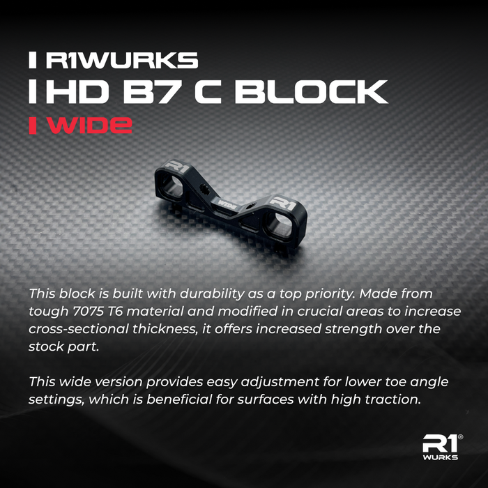 R1 WURKS R1-900060 Associated B7 Series Arm Mount C, Wide, Aluminum, Black