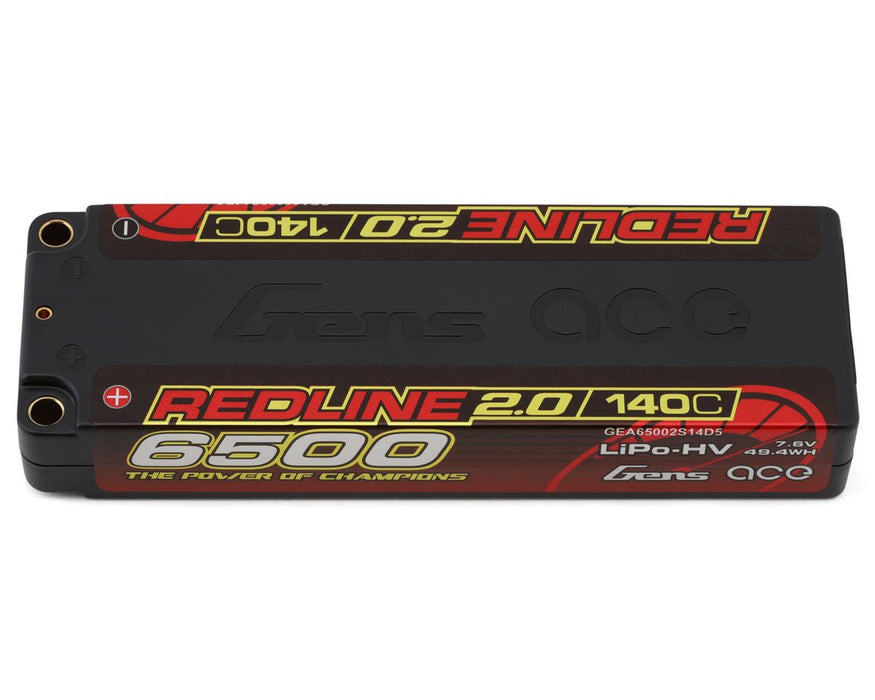 Gens Ace GEA65002S14D5 Redline 2.0 2S LCG LiHV Battery 140C 7.6V 65000mAh 5mm Bullets