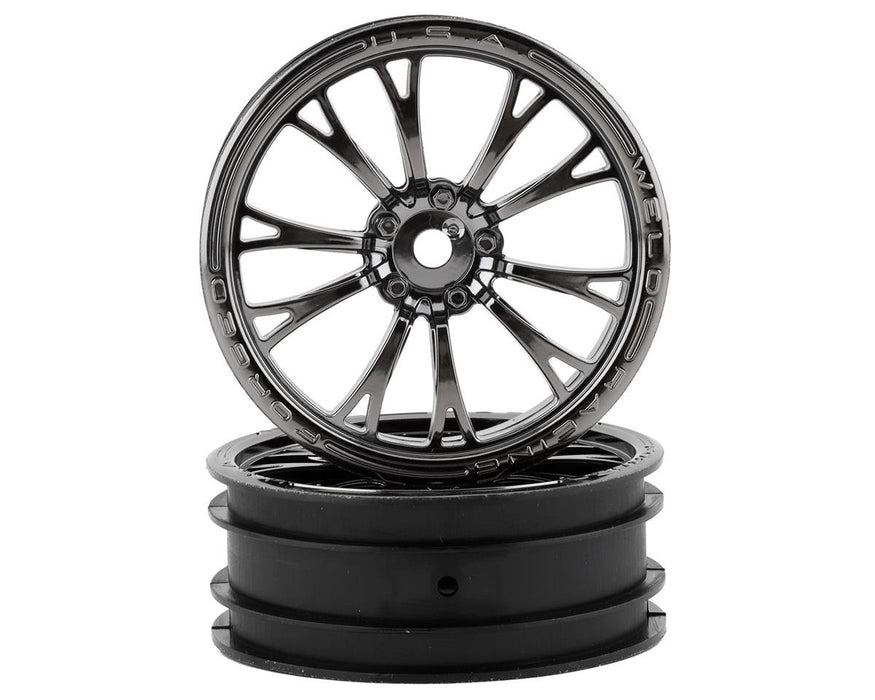 Traxxas TRA9472X Wheels, Weld black chrome (front) (2)  w/ 12mm Hex (Black Chrome) (2) DRAG SLASH