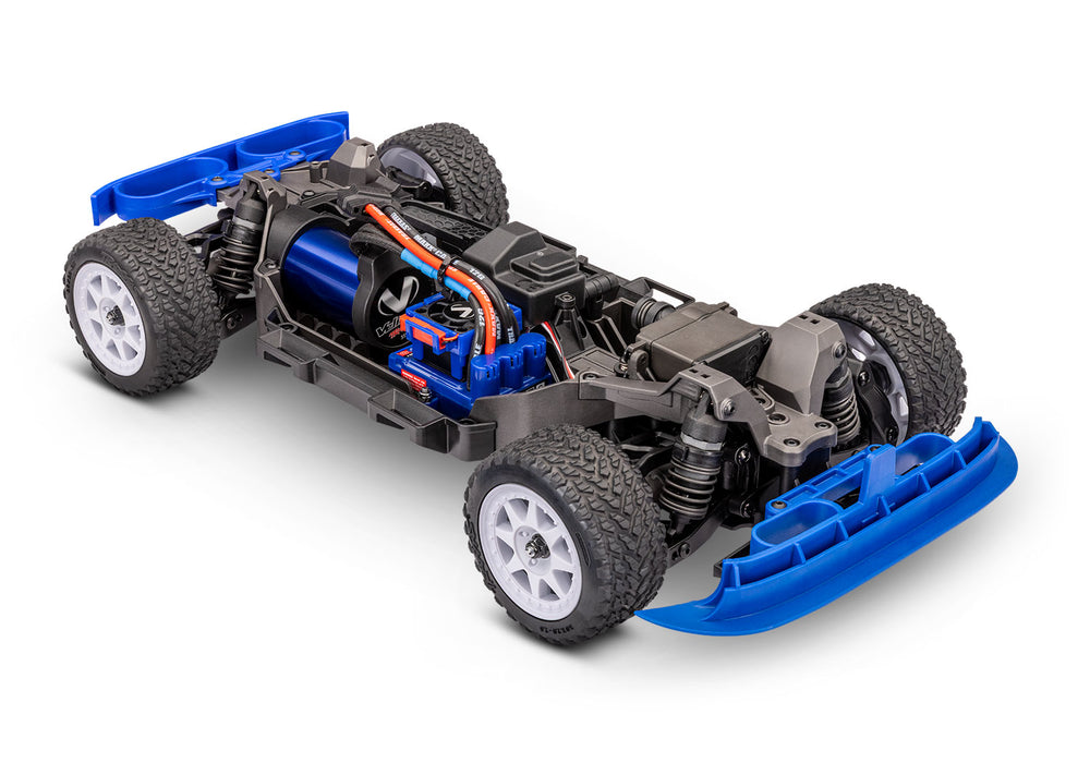 TRAXXAS TRA108046-1-BLUE Mini Rally VXL Ford RS200 BLUE car Ready-To-Race®, with TQi™ 2.4 GHz radio system with TSM®, and Velineon® VXL-3s™ brushless power system