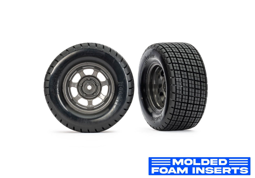 Traxxas TRA10473R Dirt Oval Gray Front Wheels w/ Hoosier Tires (2)