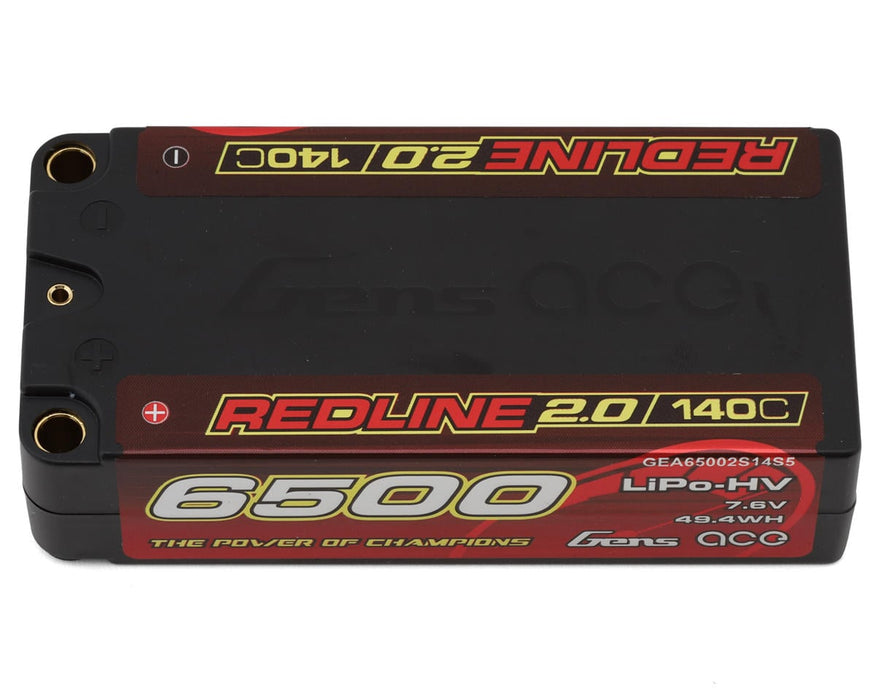 Gens Ace Redline 2.0 2S Shorty LiHV Battery 140C 7.6V 6500mAh w/ 5mm Bullets GEA65002S14S5