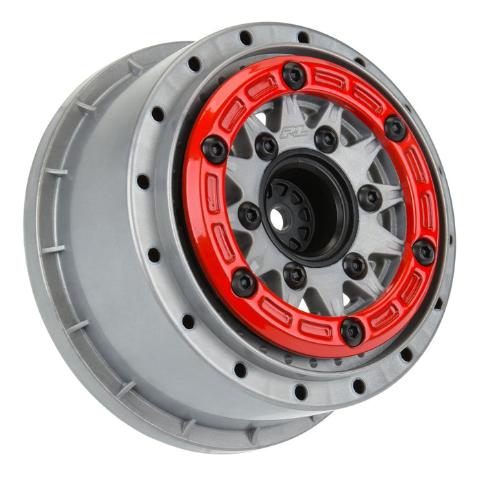 Proline PRO281105 1/10 Raid Bead-Loc Fr/Rr 2.2"/3.0" 12mm & 14mm SC Wheels (2) Silver RED Special Edition