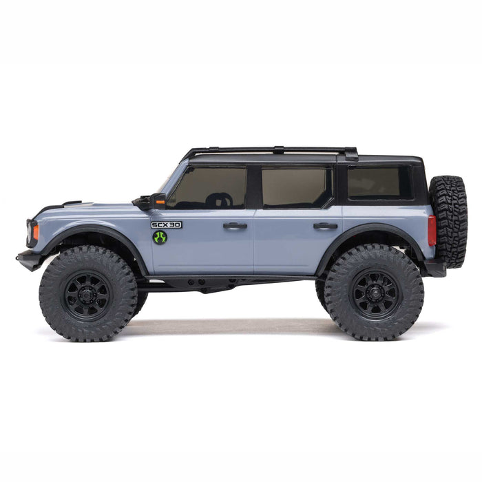 Axial AXI-2048T2 1/30 SCX30 Ford Bronco 4X4 RTR Brushed Rock Crawler (Battery & Charger Included), Gray