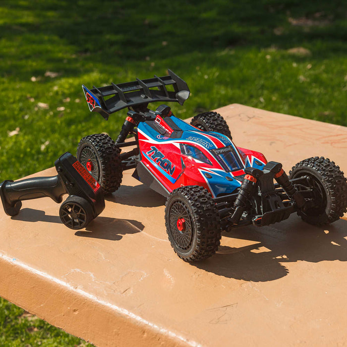 ARRMA ARA4206V4T3 1/8 TYPHON MEGA 665 4X4 RTR Brushed Buggy, RED, Blue