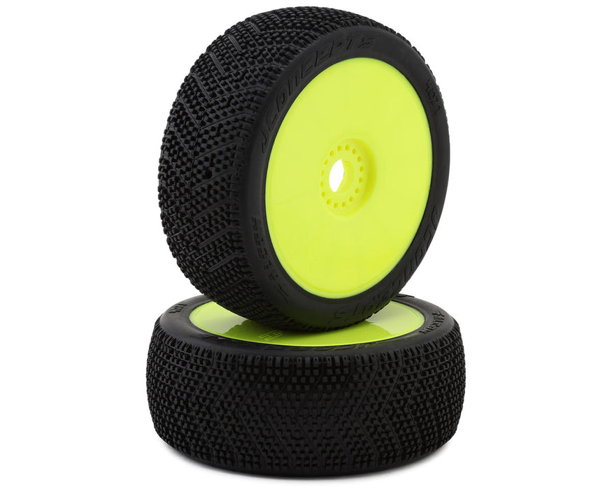 JConcepts JCO4071-22 Falcon Pre-Mounted 1/8th Buggy Tires (2) (Yellow) (Green)