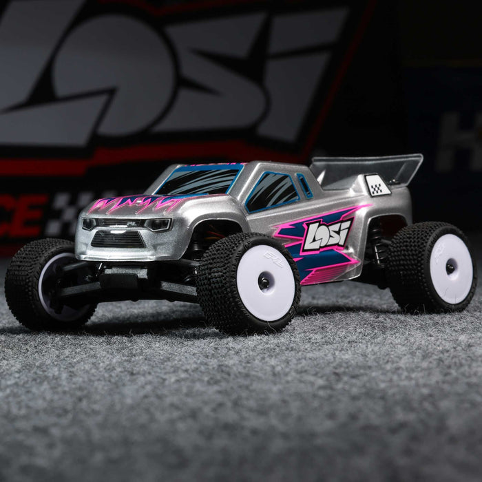 LOSI LOS-1392T2 1/28 Micro-T 2S 2WD RTR Stadium Truck (Battery & Charger Included), Silver TLR