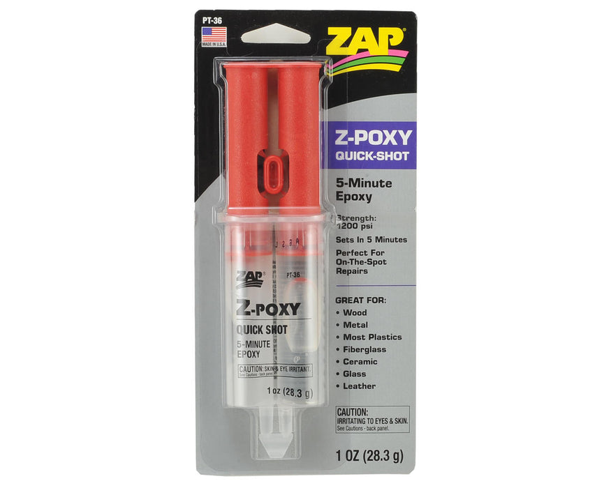 ZAP PAAPT36 Pacer Technology Zap Z-Poxy 5-Minute 2-Part Epoxy Syringe (1oz)