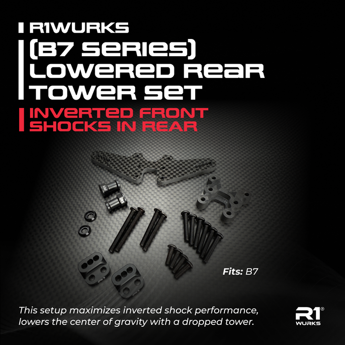 R1 WURKS R1-900155 Associated B7 Series Lowered Rear Tower Set, Inverted Front Shocks In Rear