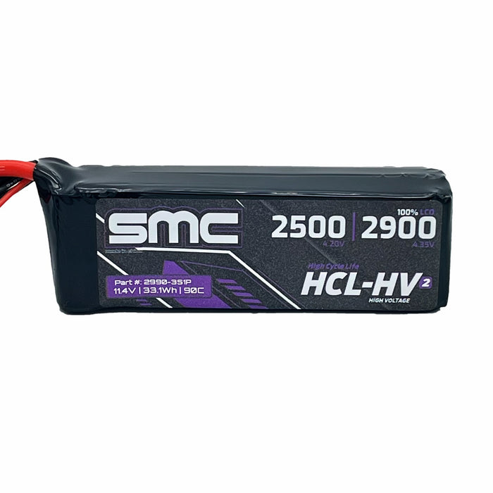 SMC SMC2990-3S1P HCL HV2 Flight HV High Voltage Lipo Battery 11.4V 3S 2900mAh 90C EC3 Connector - 2500mah @ 11.1v Grom Mini XRT Maxx