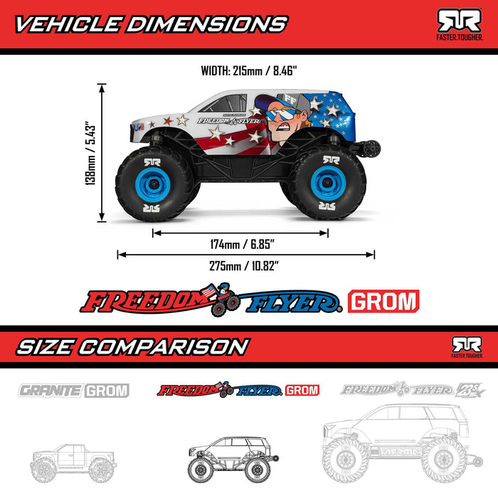 ARRMA ARA2130FF 1/16 FREEDOM FLYER GROM 4X4 RTR Brushed Monster Truck (Battery & Charger Included), White