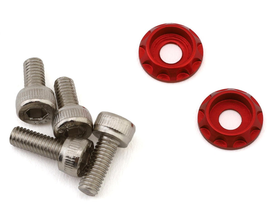 Team Brood BRO-TBR-6061MWKITR 3mm 6061 Aluminum Heatsink Motor Washers w/Screws (Red)