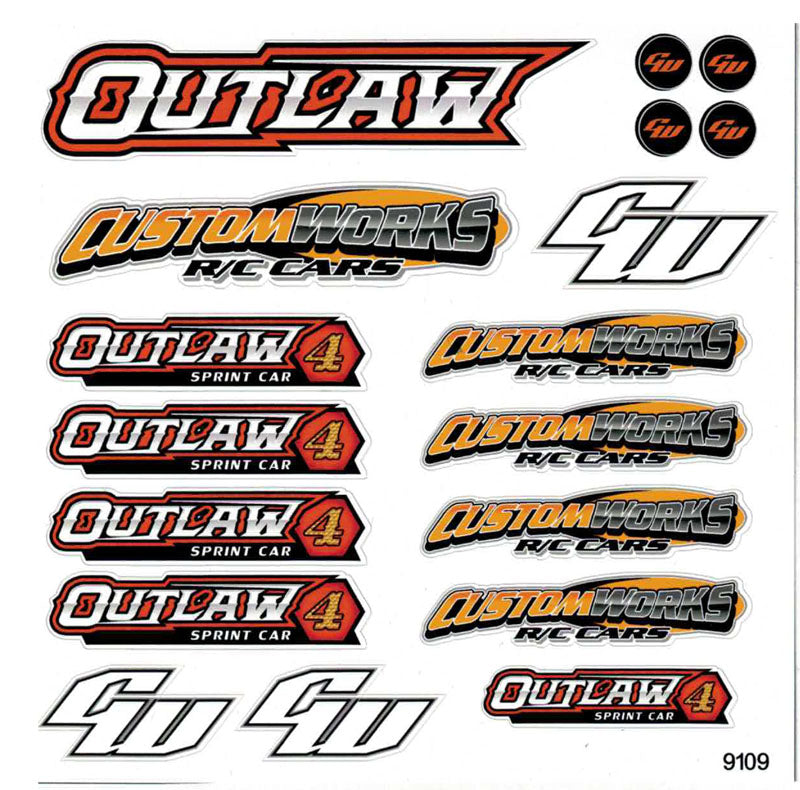 Custom Works 9109 CW OUTLAW 4 DECAL WRAP SPRINT CAR RED — World of R/C ...