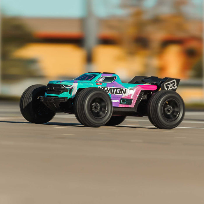 ARRMA ARA2508ST2 1/16 MINI KRATON 3S DSC 4X4 RTR Brushless Speed Truck (3S Battery & Charger Included) , Teal / Pink
