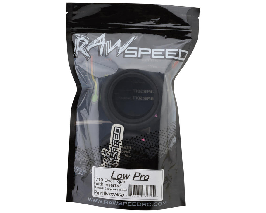 Raw Speed RC RWS100316GB Slick Low Pro 2.2" 1/10 Rear Oval Tires (2) (Gumball (Pink)) w/Foam Inserts