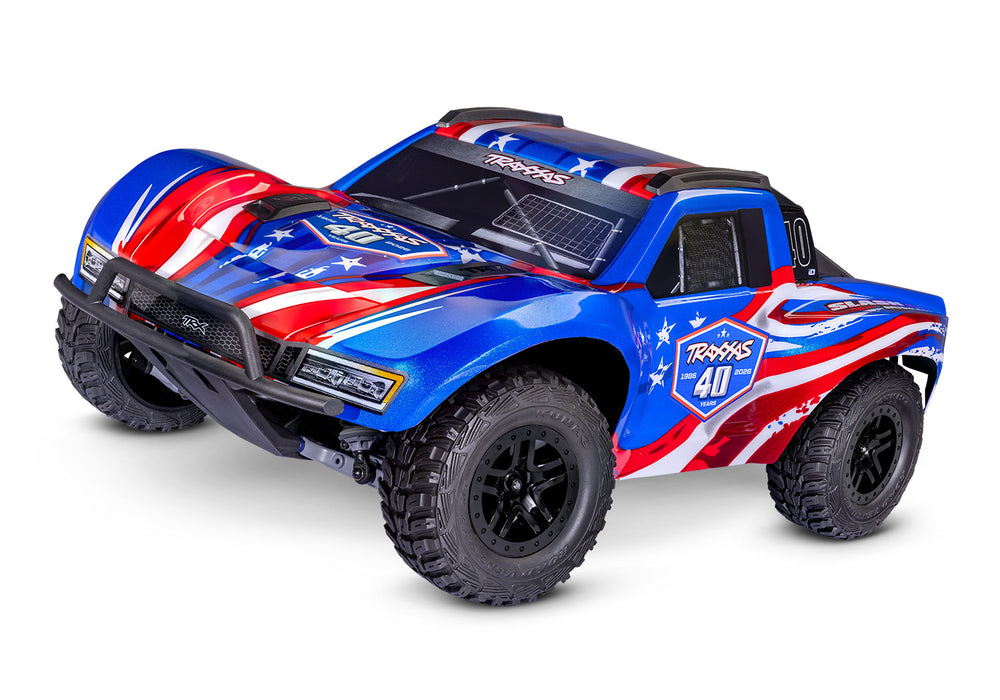 Traxxas 68454-4 40th Slash 4WD VX3 Brushless HD 1/10 Scale Short Course Truck LCG Clipless body Anniversary Red White Blue - NO Battery & Charger