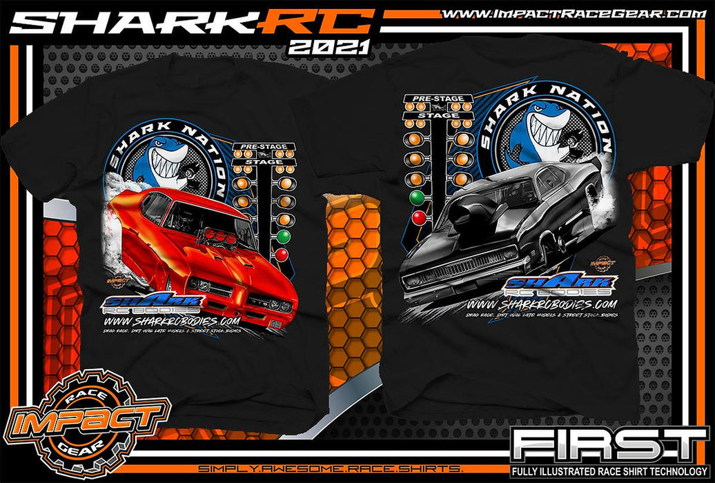 Shark RC Bodies New Style T-Shirt - BLACK Drag Racing Short Sleeve Shirt - Large