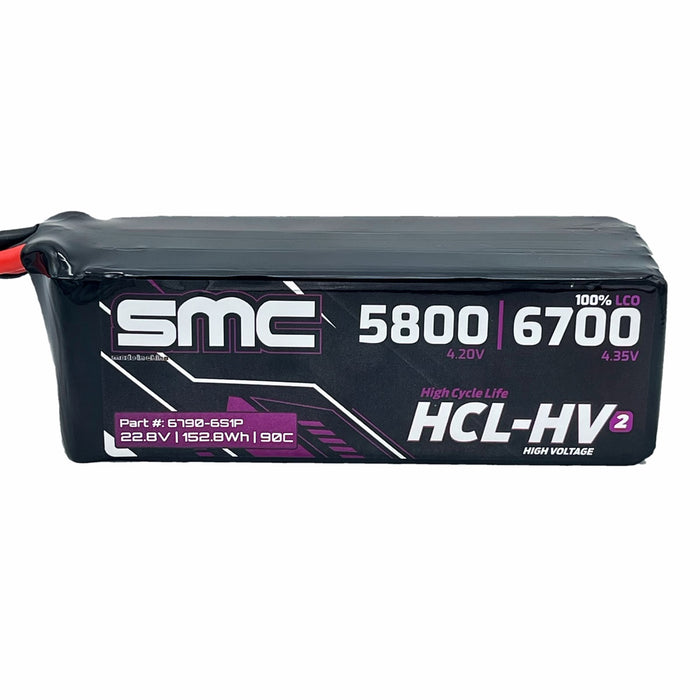 SMC 6790-6S1P HCL-HV2 Flight 22.8V 6S 6700mAh 90C LiHv High Voltage Lipo Battery EC5 Connector
