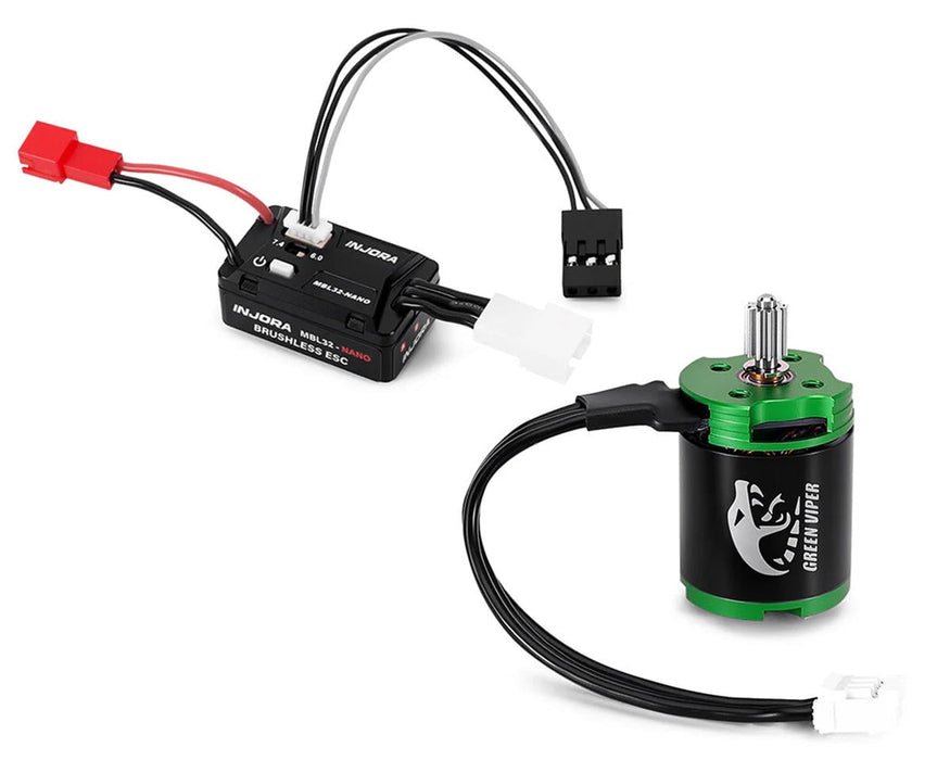 Injora Axial SCX30 MBL32-NANO ESC & 1621 Green Viper Brushless Combo (3600kV) INJMBL32-NANO-INM21