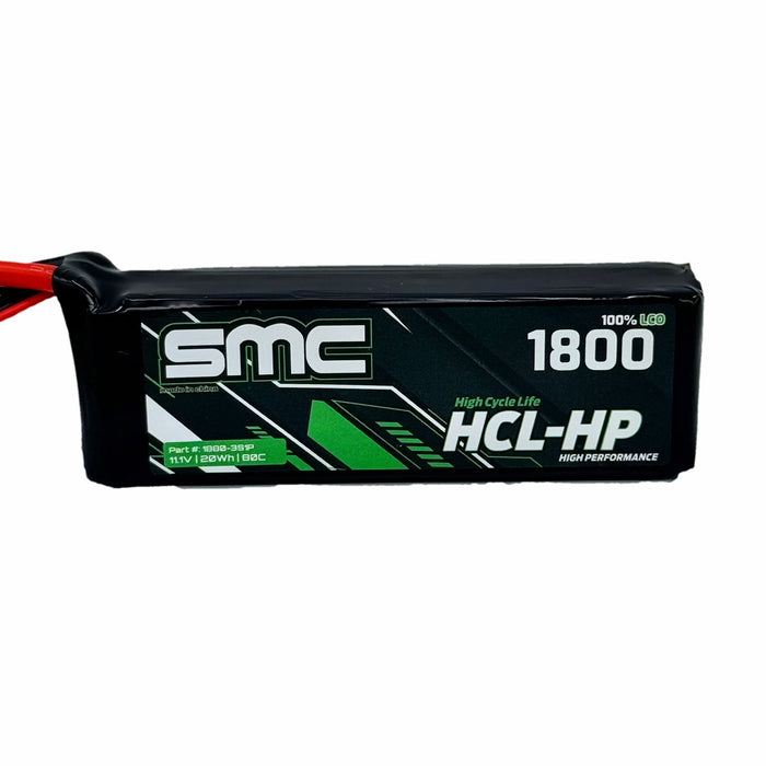 SMC HCL-HP 11.1V 3S 1800mAh 80C Lipo Battery Flight Pack 1880-3S1P EC3 IC3 Connector