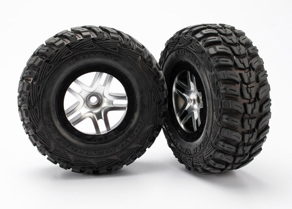 Traxxas TRA5882R SCT Satin Chrome & Black Wheels & S1 Kumho Tires (2) 12 mm hex, 2WD front only