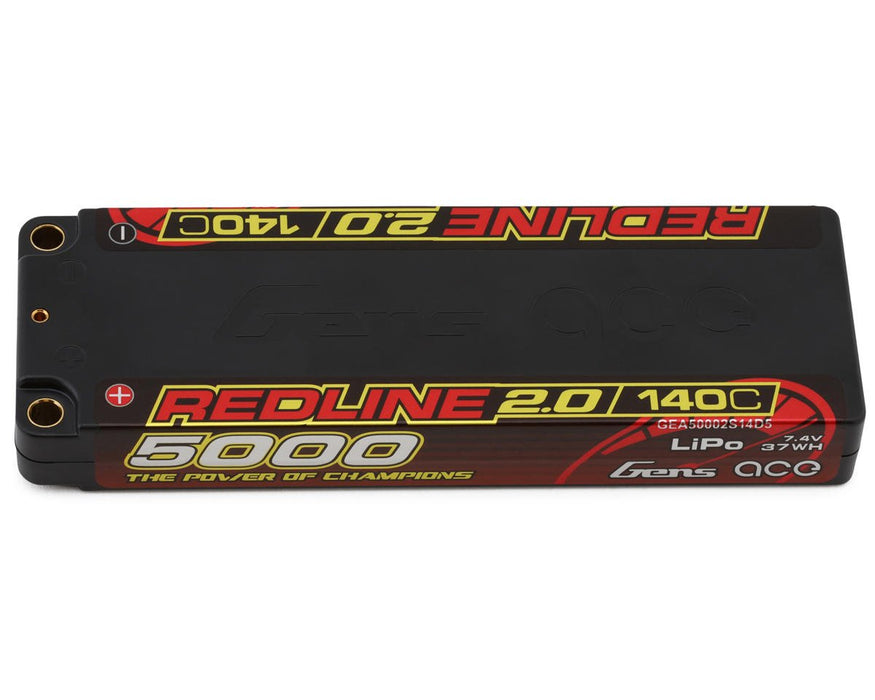 Gens Ace GEA50002S14D5 Redline 2.0 2S LiPo Battery 140C (7.4V/5000mAh) w/5mm Bullets