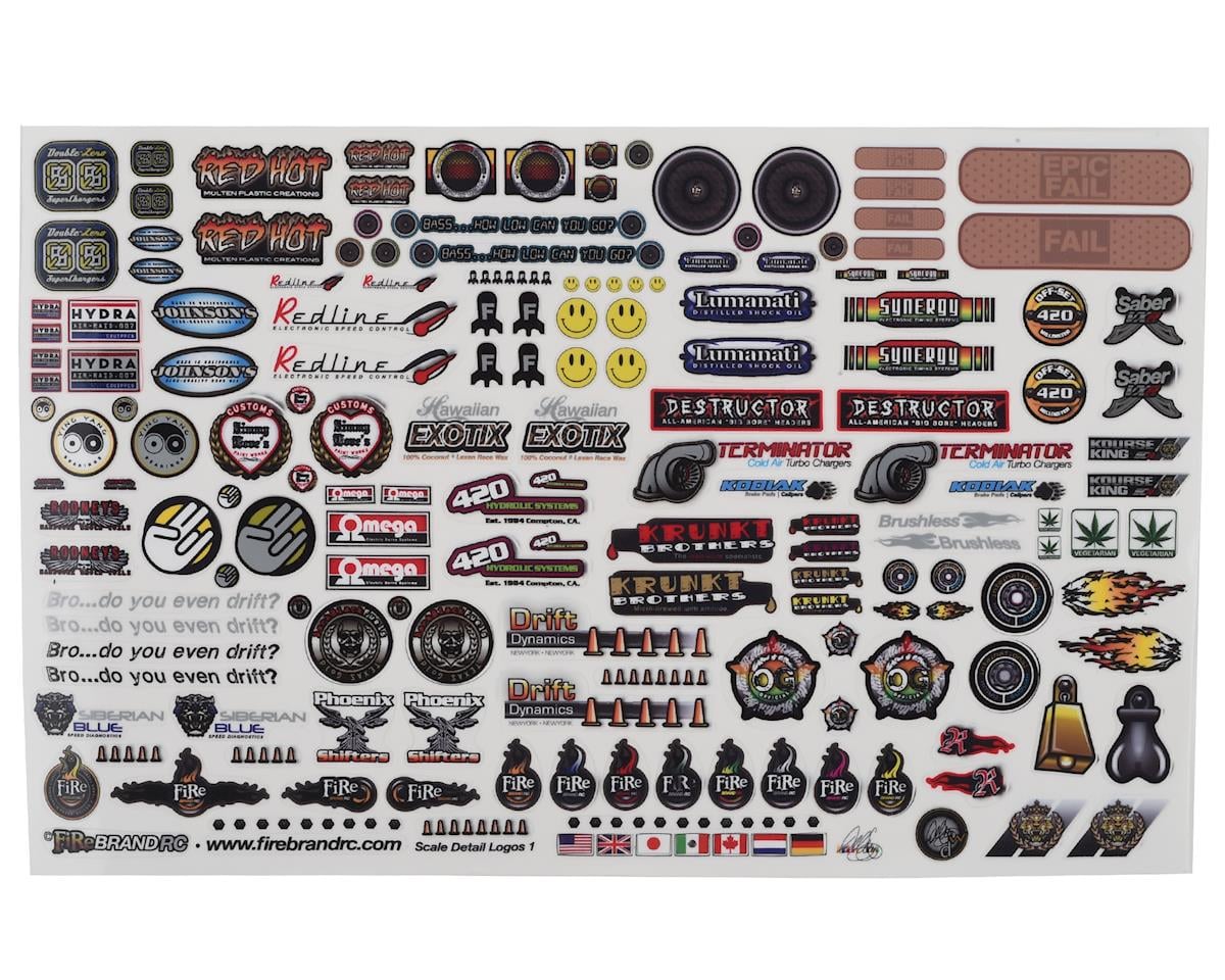Firebrand RC Sponsor Logos 1A Decal Set (6x10