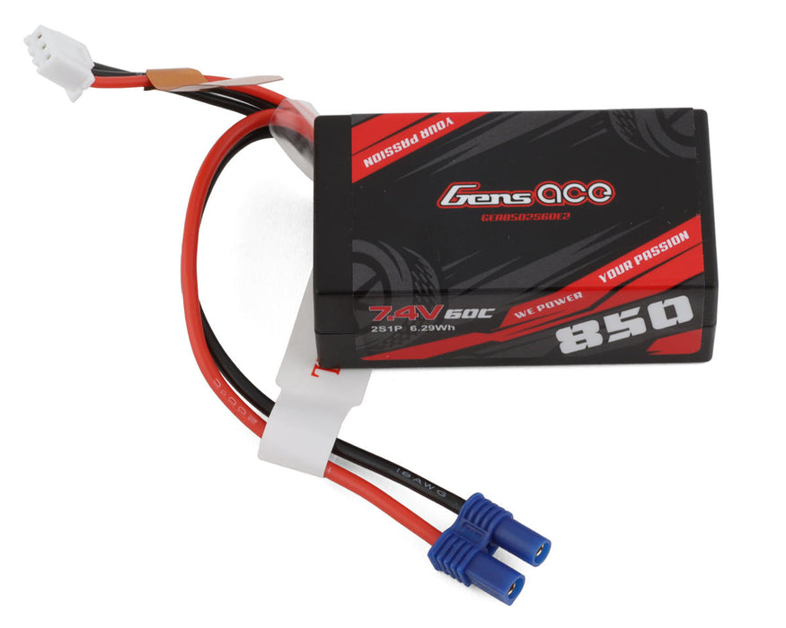 Gens Ace GEA8502S60E2 2S LiPo Battery 60C (7.4V/850mAh) w/EC2 Connector Losi Mini-B