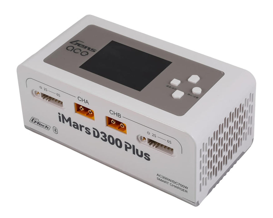 Gens Ace iMars D300 Plus Smart Dual AC/DC Charger WHITE 6S/16A AC-300W / DC-350W x2 w/Bluetooth App Control GEA300WPLUS-UW  G-Tech