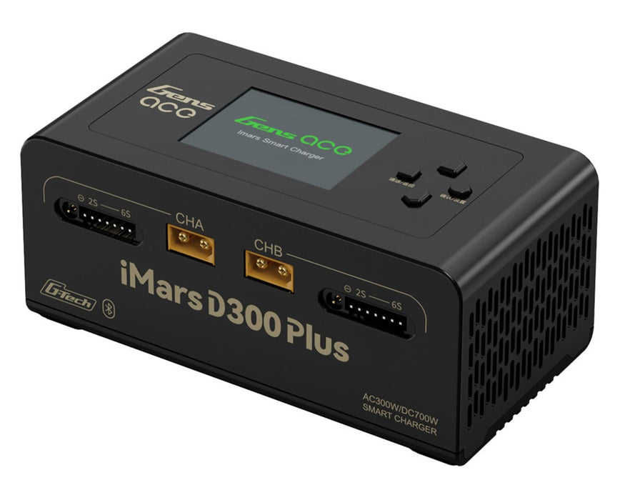 Gens Ace iMars D300 Plus Smart Dual AC/DC Charger BLACK 6S/16A AC-300W / DC-350W x2 w/Bluetooth App Control GEA300WPLUS-UW  G-Tech
